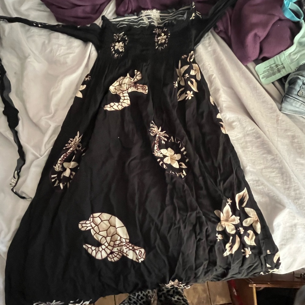Long black Strapless Dress.